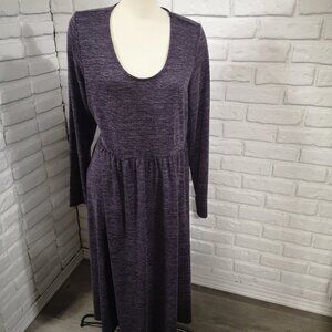 NWT George Ladies Size 2X Purple Round Neck Midi Length Lightweight Hacci Dress